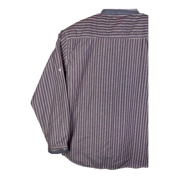 Men's Akademiks Burgundy Striped Long Sleeve Button Down Shirt 4XL NEW WITH TAGS - Picture 13 of 16
